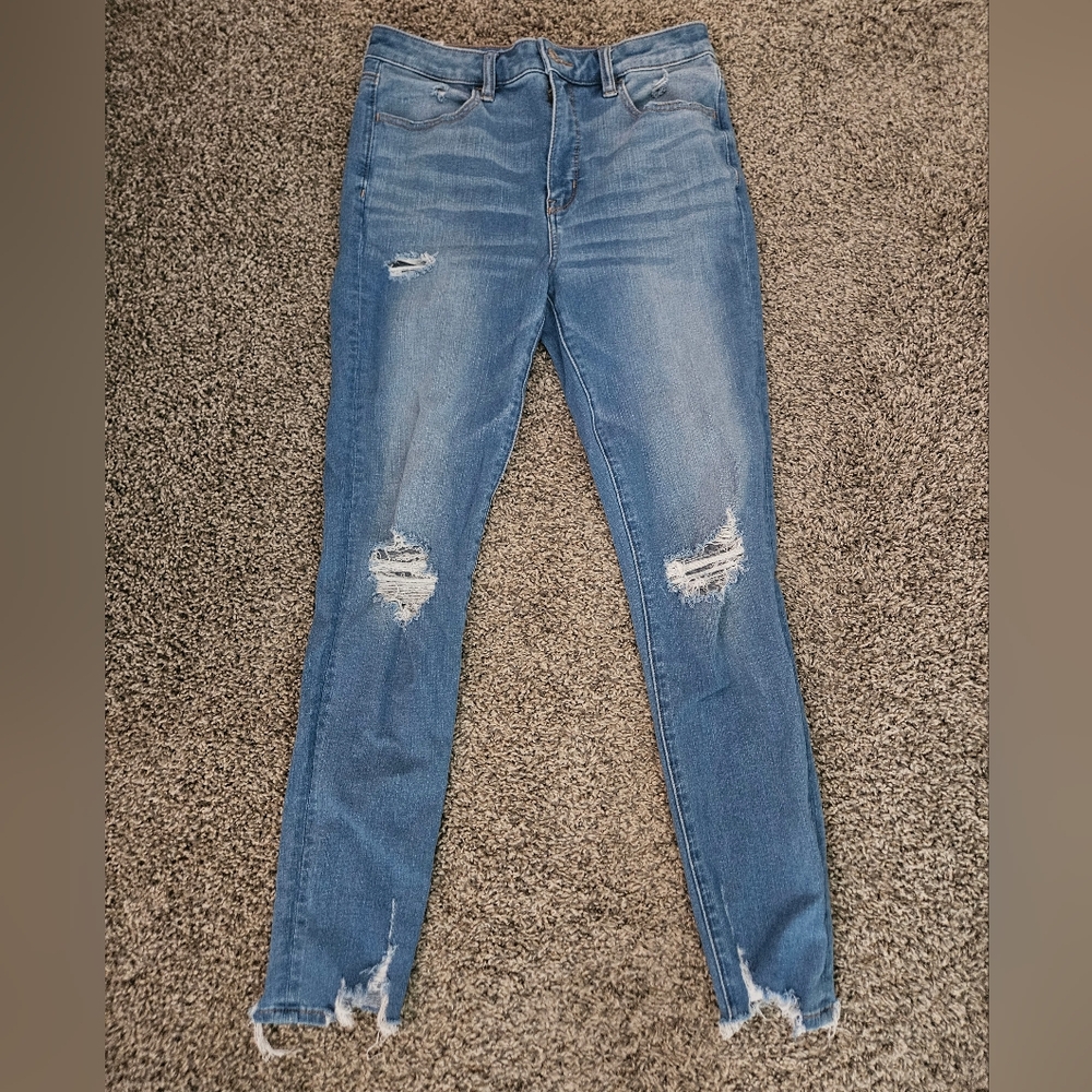 American Eagle Blue Skinny Distressed Jeans